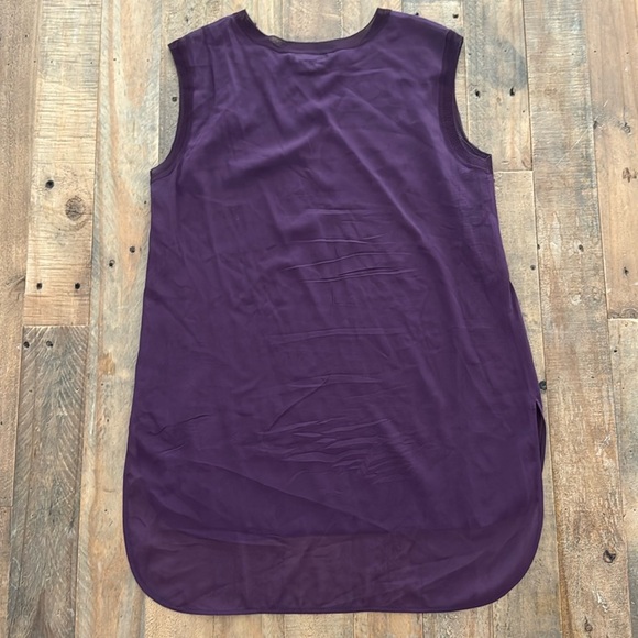 💜 Vince Sheer Silk Oversized Tank Ribbed Hem - Picture 4 of 4